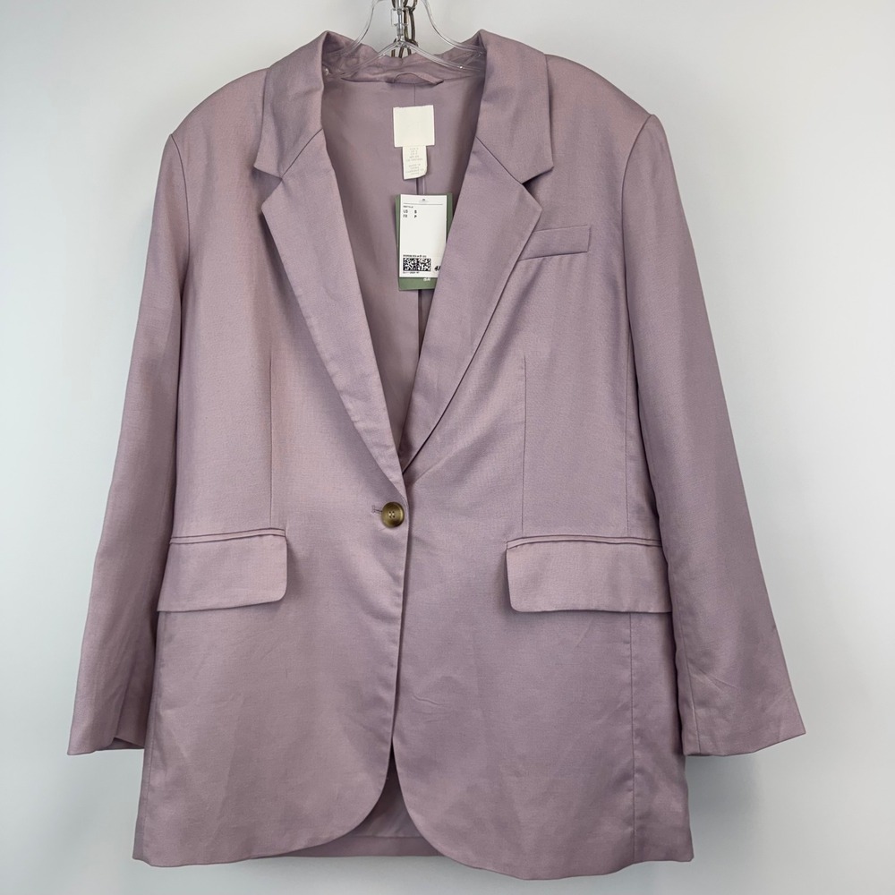 H&M Blazer Men's Small Gray Lyocell Tencel Single Button Sport Coat Jacket NWT